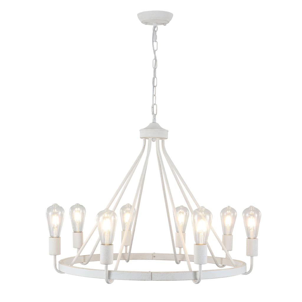 8-Light Candlestick Circle Wagon Wheel Foyer Chandelier Linear Island Chandelier Lighting for Dining Room