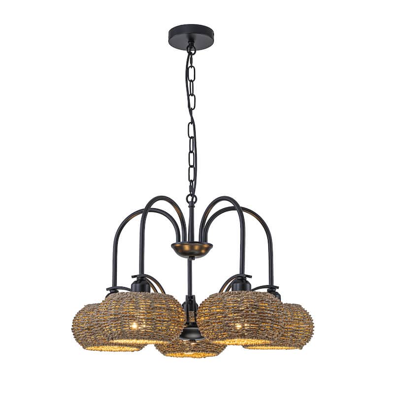 Vesper 5-light Modern Farmhouse Rustic Chandelier - 24 in. Wide/16 in. Tall