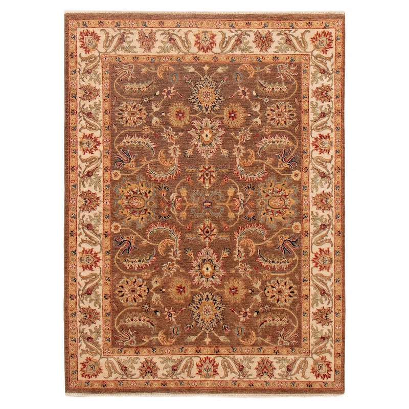 ECARPETGALLERY Hand-knotted Jamshidpour Brown Wool Rug - 5' 1" x 6' 8" - Brown - 5' 1" x 6' 8" - Rectangle