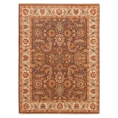 ECARPETGALLERY Hand-knotted Jamshidpour Brown Wool Rug - 5' 1" x 6' 8"