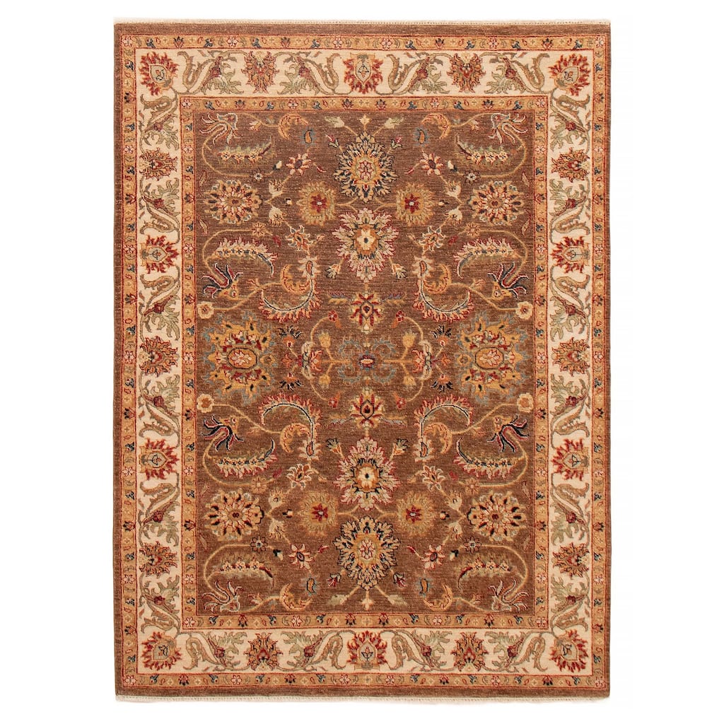 ECARPETGALLERY Hand-knotted Jamshidpour Brown Wool Rug - 5' 1" x 6' 8"