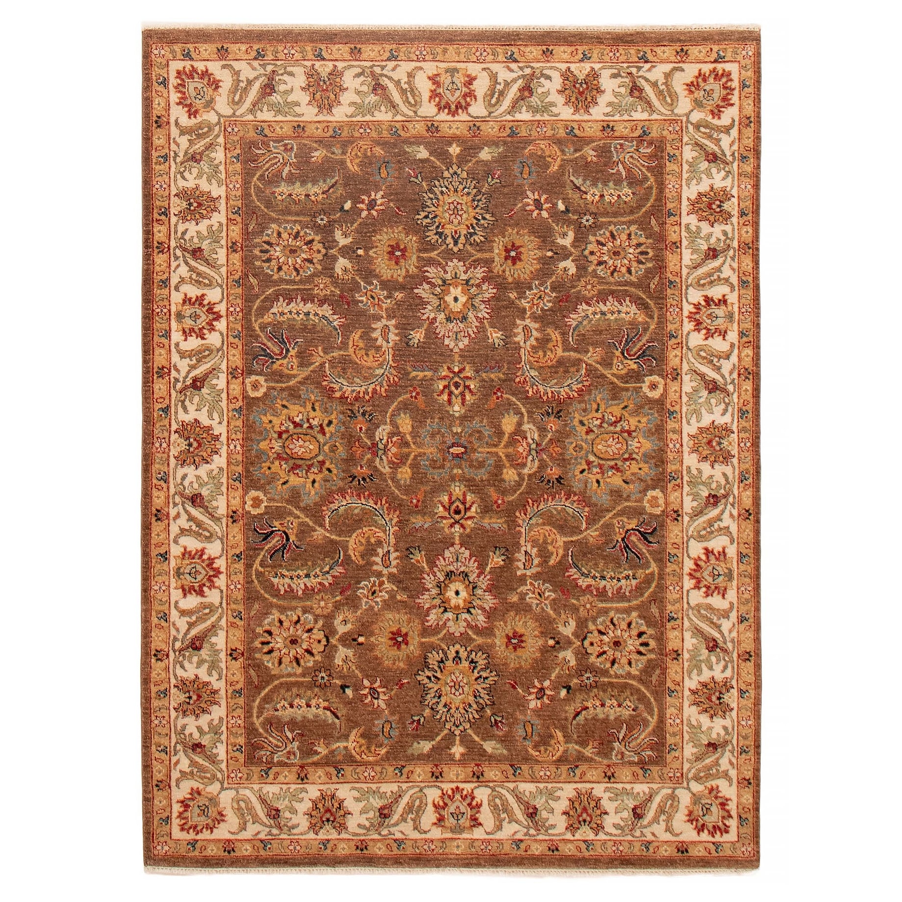 ECARPETGALLERY Hand-knotted Jamshidpour Brown Wool Rug - 5' 1" x 6' 8"