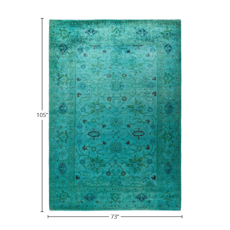 Vibrance, One-of-a-Kind Hand-Knotted Area Rug - Blue, 6' 1" x 8' 9" - 6' 1" x 8' 9"