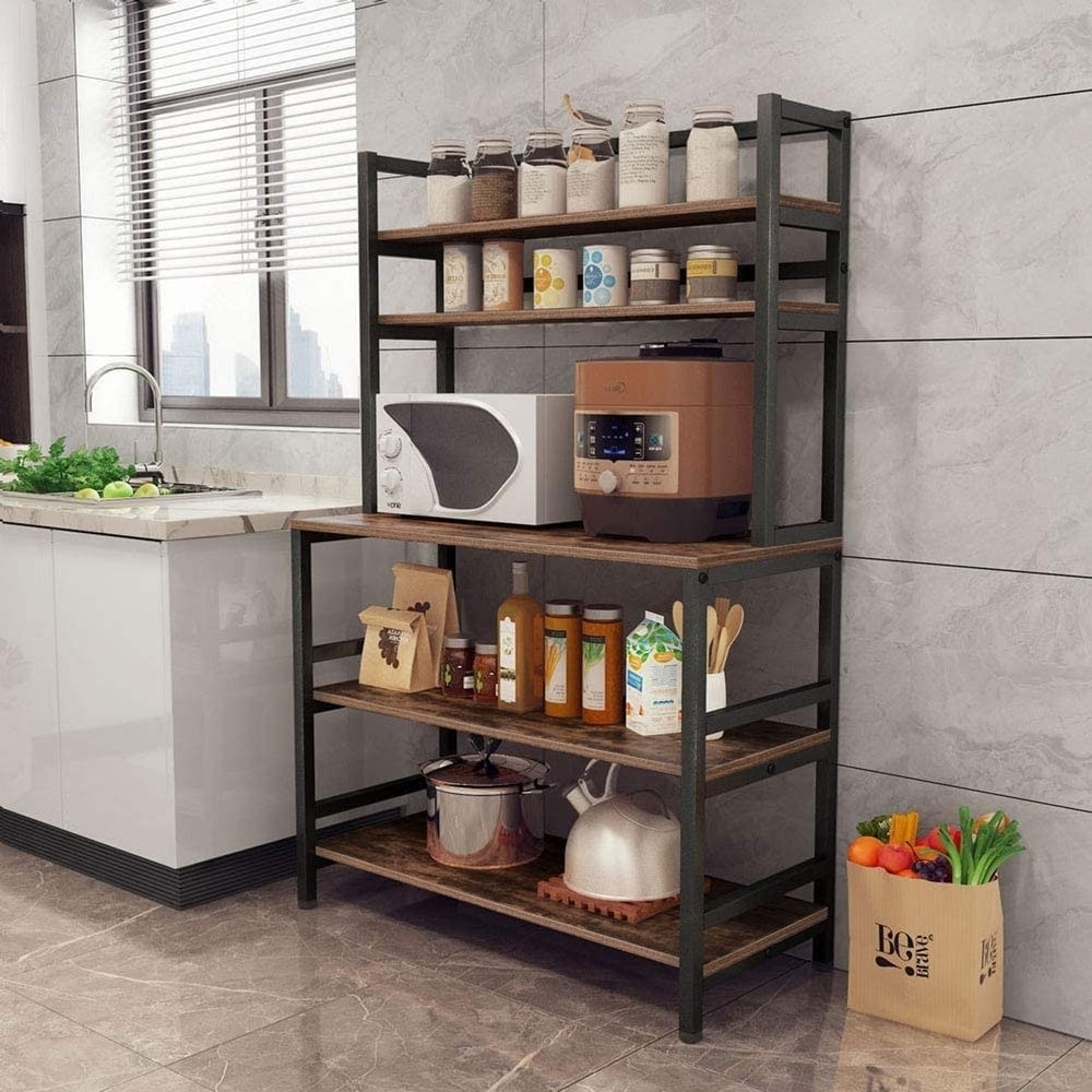 5 Tier Kitchen Bakers Rack with Hutch Organizer Rack On Sale