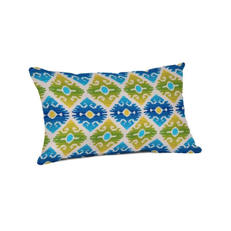 Casual Cushion Ogee 1-Piece Indoor/Outdoor Lumbar Pillow, 19"W x 12"L - 19"W x 12"L - Chautequa Lagoon