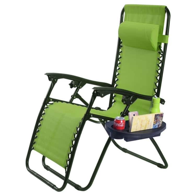 2 Pieces Folding Lounge Chair with Zero Gravity - 40"-57" x 25" x 34"-42.5"(L x W x H)