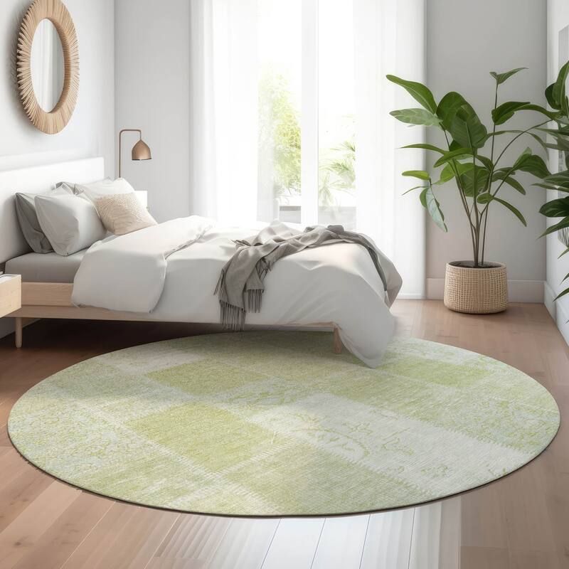Premium Washable Super Soft Vintage Boho Mayfield Rug - Aloe - 8' x 8' - Round