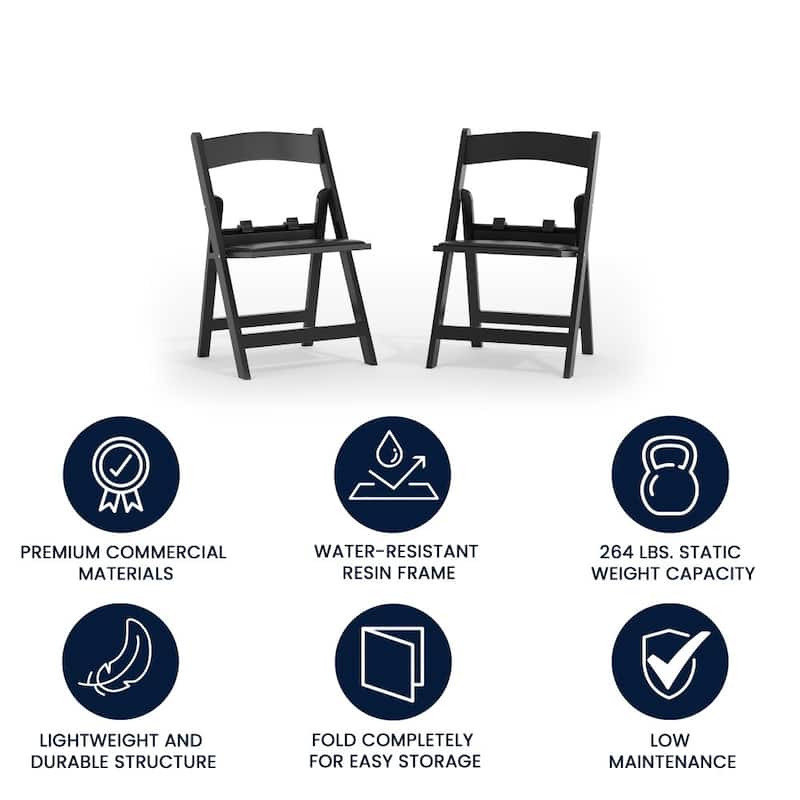 2 Pack Kids White Resin Folding Chair with Vinyl Padded Seat - 12.25"D x 13.25"W x 21"H