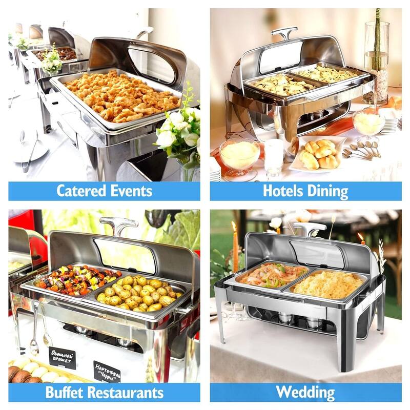 Rectangle Roll Top Chafing Dish Buffet Set
