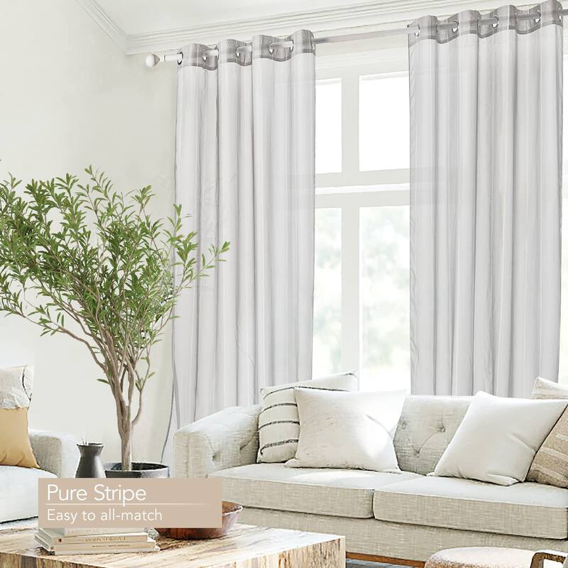 Deconovo Designer Series Stripe Sheer Curtains 2 Panels - W52 x L63