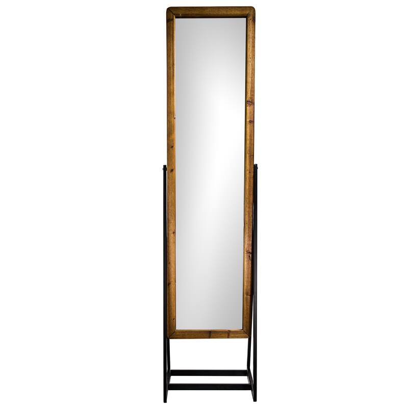 American Art Decor Rustic Wood & Metal Cheval Mirror 69" - Multi - A