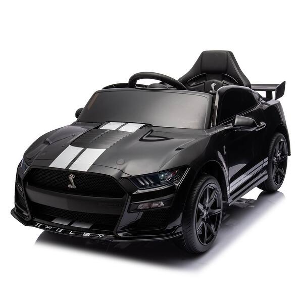 slide 2 of 60, Ride-On Ford Mustang Shelby for Kids, Bluetooth Music, Headlights, 3 Speeds Black