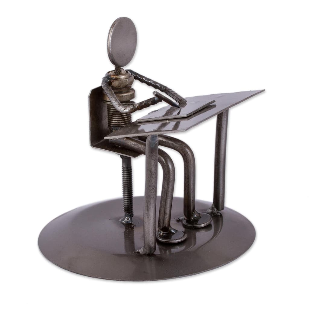 NOVICA Upcycled metal auto part sculpture, 'Artist'