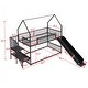 preview thumbnail 17 of 24, House-Design Twin over Twin Metal Bunk Bed with Slide and Staircase,Modern Style