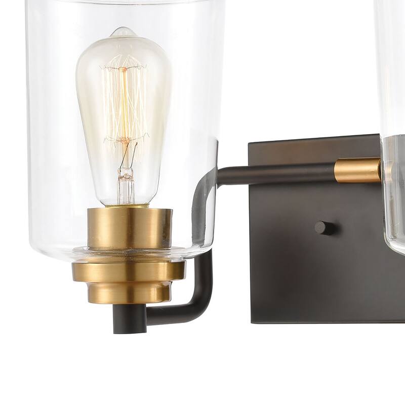 Elk Home Robins Matte Black With Clear Glass 2 Light Vanity Light
