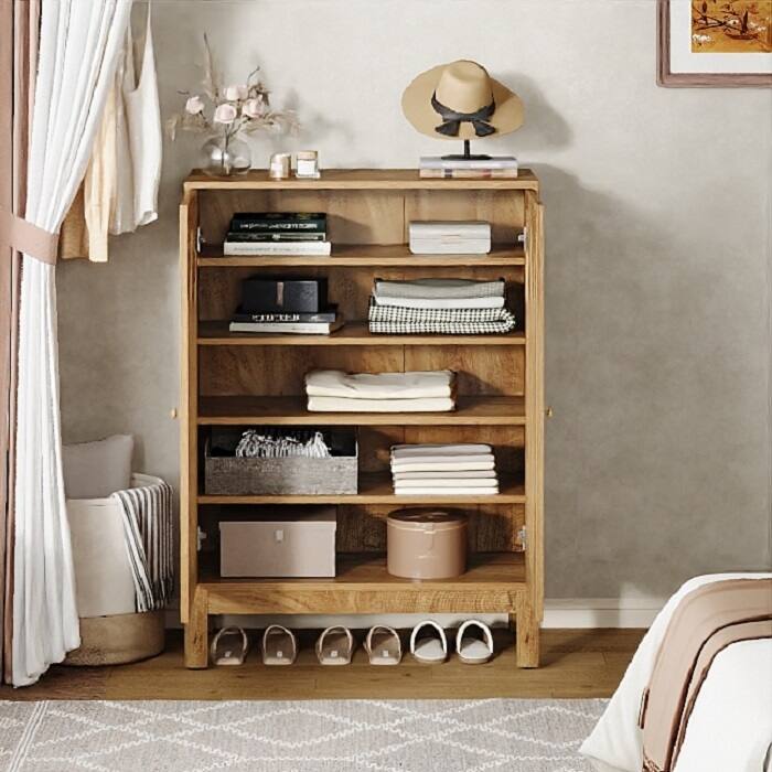 5-Tier Adjustable Shoe Cabinet with Doors for 20 Pairs