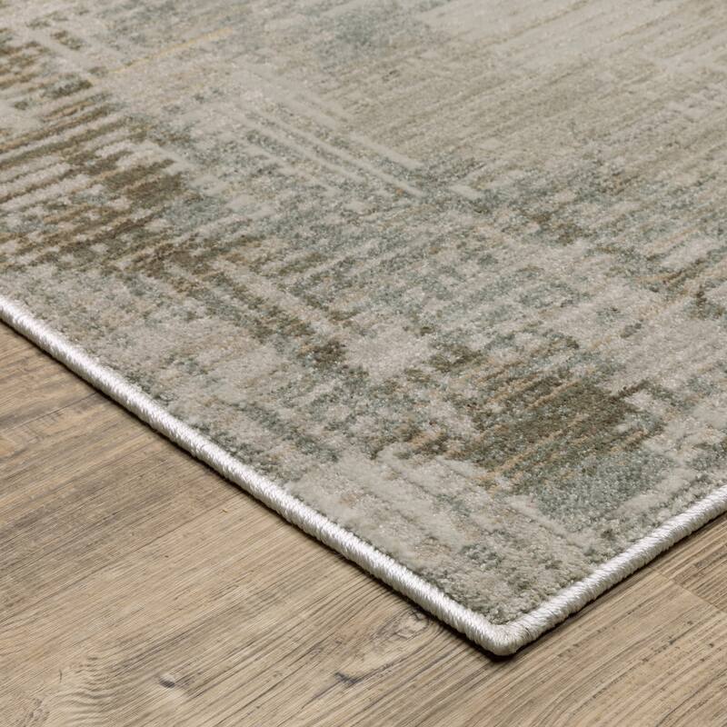 Melody Distressed Abstract Beige/ Blue Area Rug