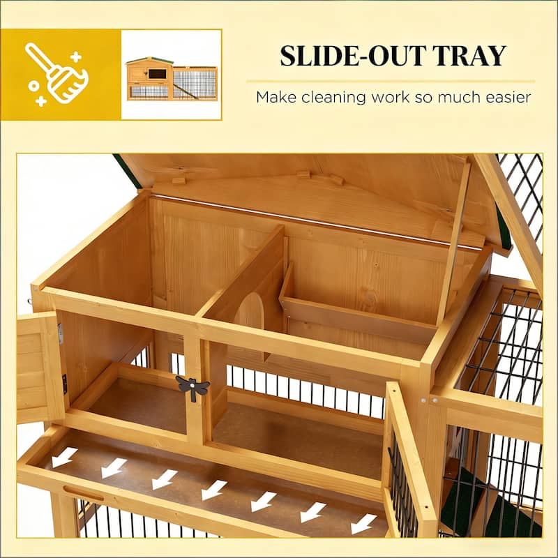 Outdoor Pet House,Rabbit Hutch is designed for convenient cleaning - Yellow