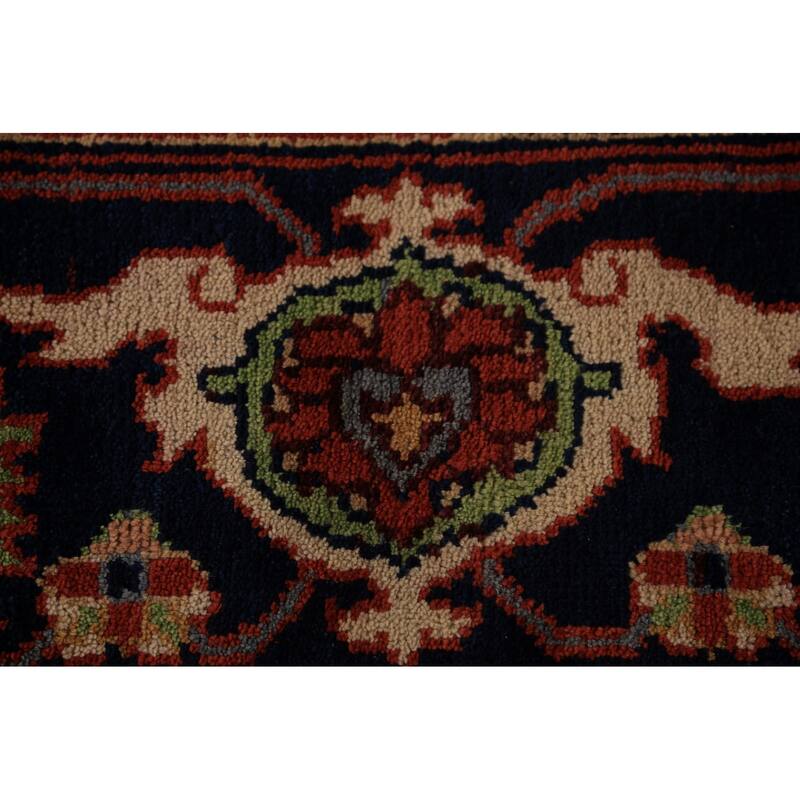 Orange Medallion Heriz Serapi Indian Area Rug Handmade Wool Carpet - 9'0"x 11'11"