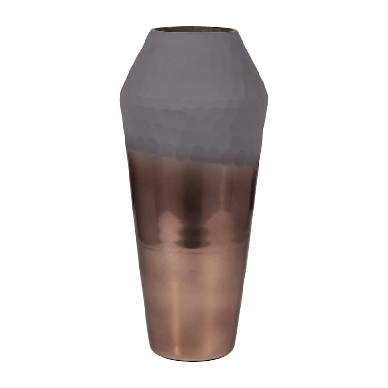 Sagebrook Home Glass Metallic Cylinder Hammered 2Tone Handcut Vase