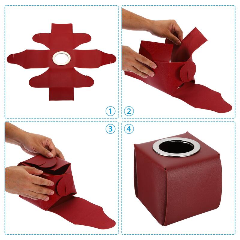 Tissue Box Cover, PU Leather Square Decorative Napkin Paper Towel Dispenser Holder for Countertop Home Office Car