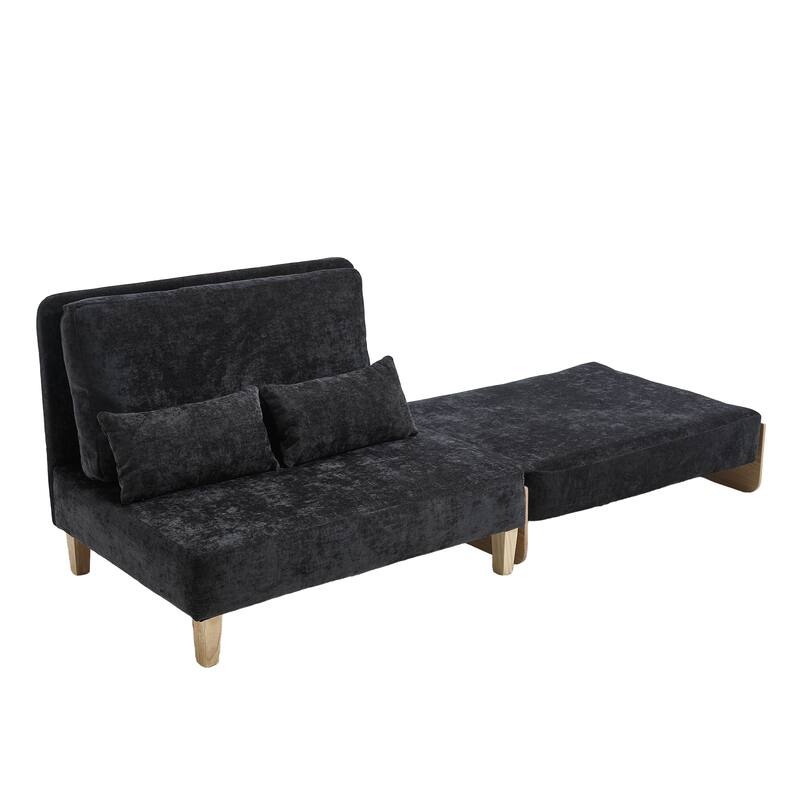 3-in-1 Convertible Chenille Sleeper Sofa, Foldable Sofa Bed with Three Pillows