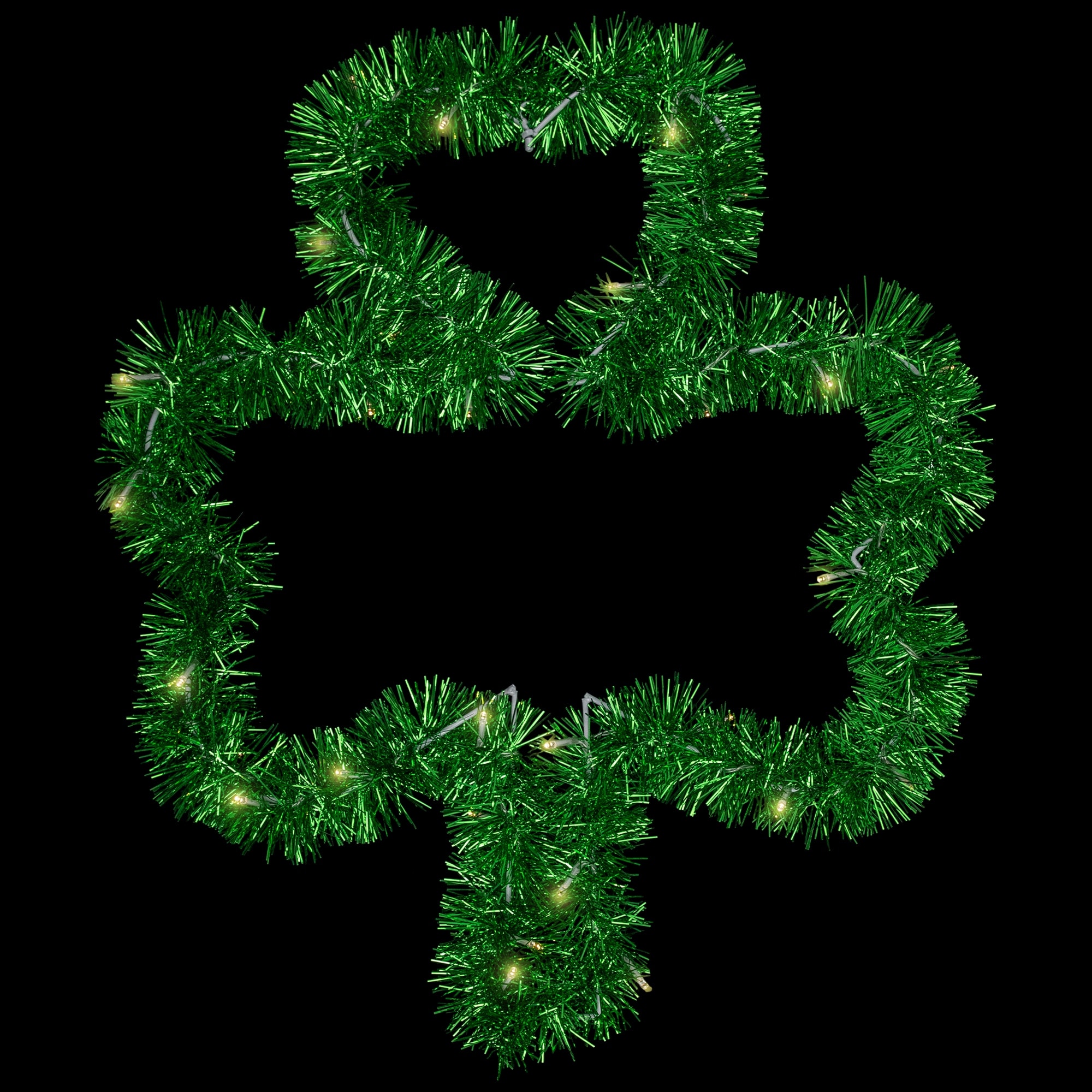 LED Lighted Tinsel Shamrock St. Patrick's Day Window Silhouette - 25" - Green