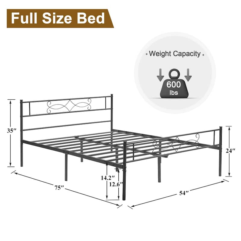 Javlergo Metal Platform Bed Frame with Headboard and Footboard, Under Bed Storage, Mattress Foundation No Box Spring Needed