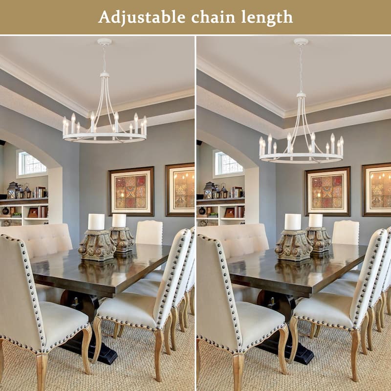 12-Light 26.77-inch Vintage Rustic Wagon Wheel Chandelier for Kitchen