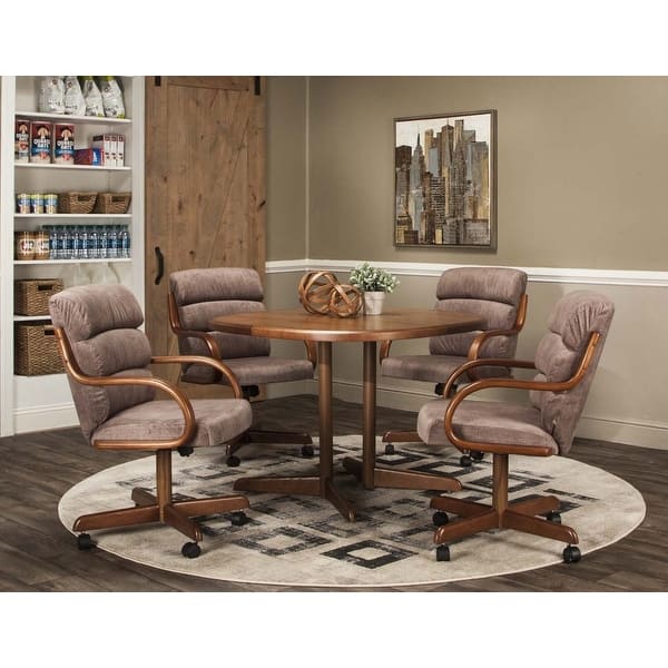 Caster Chair Company 5Piece Caster Dining Set 42x42 Table & Tawny