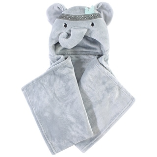 Little Treasure Baby Plush Hooded Blanket, Gray Elephant, One Size - Tribal Elephant - One Size