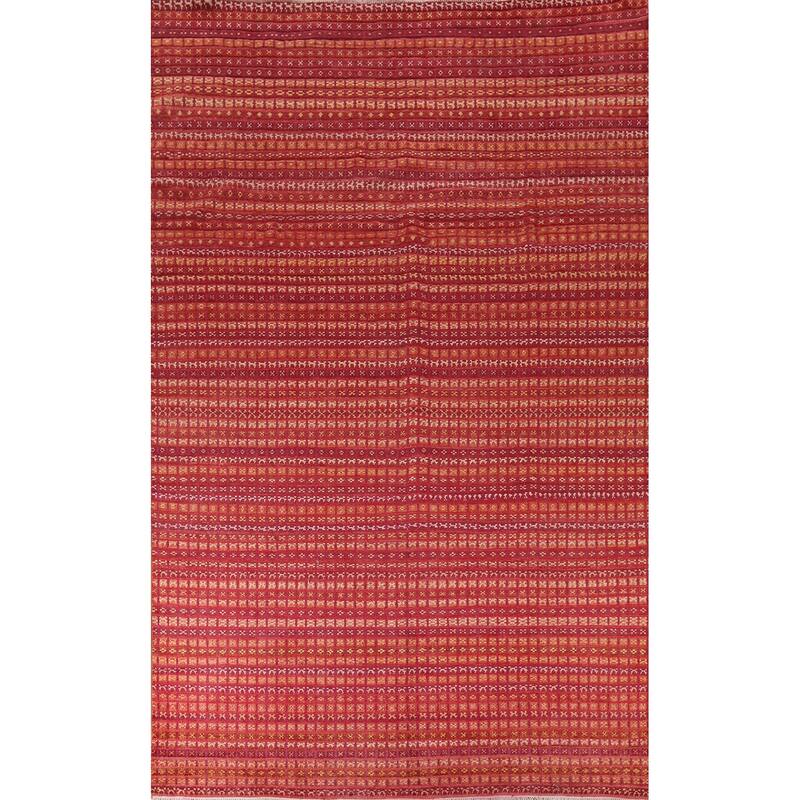 Checkered Moroccan Large Oriental Area Rug Hand-Knotted Wool Carpet - 9'8" x 13'11"