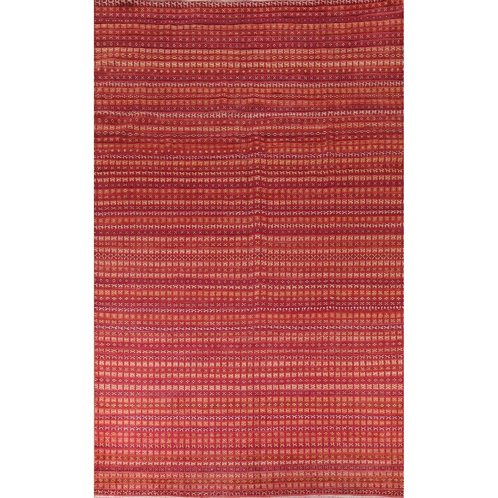Checkered Moroccan Large Oriental Area Rug Hand-Knotted Wool Carpet - 9'8" x 13'11"