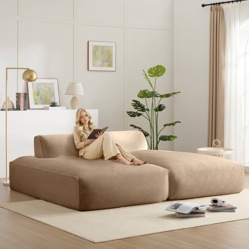 90"W Oversized Modular Sectional Sofa,2 PC Free Combination,No Assembly Required - Khaki