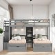 preview thumbnail 1 of 16, Stylish & Simple Twin over Twin & Twin Bunk Bed, Triple Bunk Bed with Drawers, Staircase with Storage, Built-in Shelves, Gray Grey