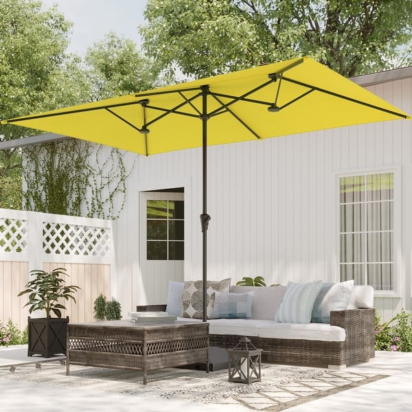 abba patio umbrella solar Abba Patio 7.5-ft Steel Blue Push-button Tilt Market Patio Umbrella one_size