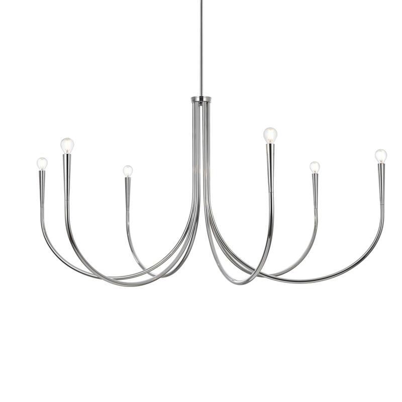 Elegant Lighting LD722D55 Layne 6 Light 55" Wide Taper Candle Style - Chrome