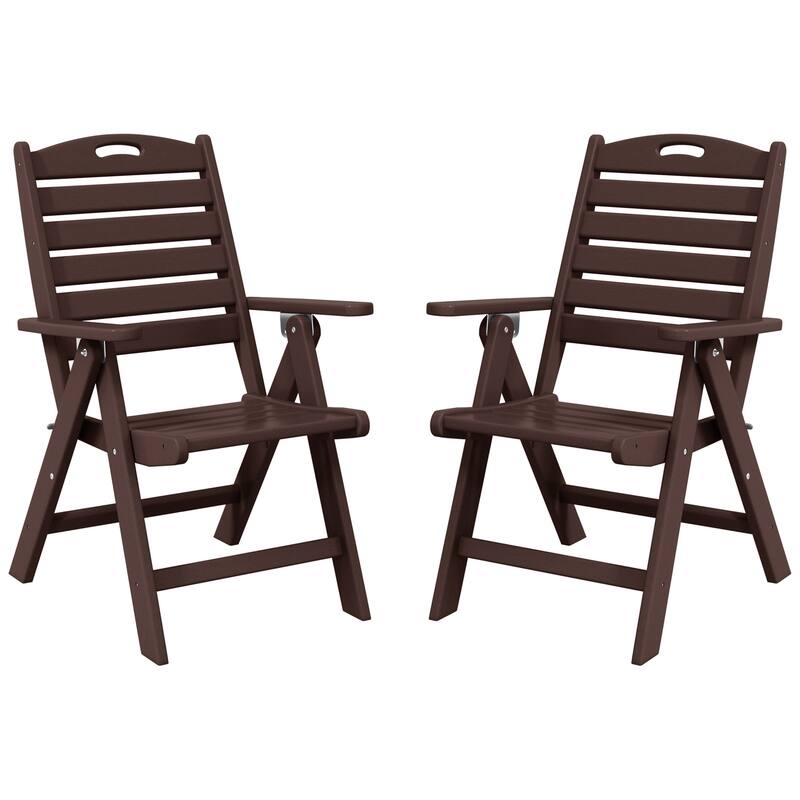 Coastline Patio Folding Highback Dining Chair Set of 2 - Dark Brown