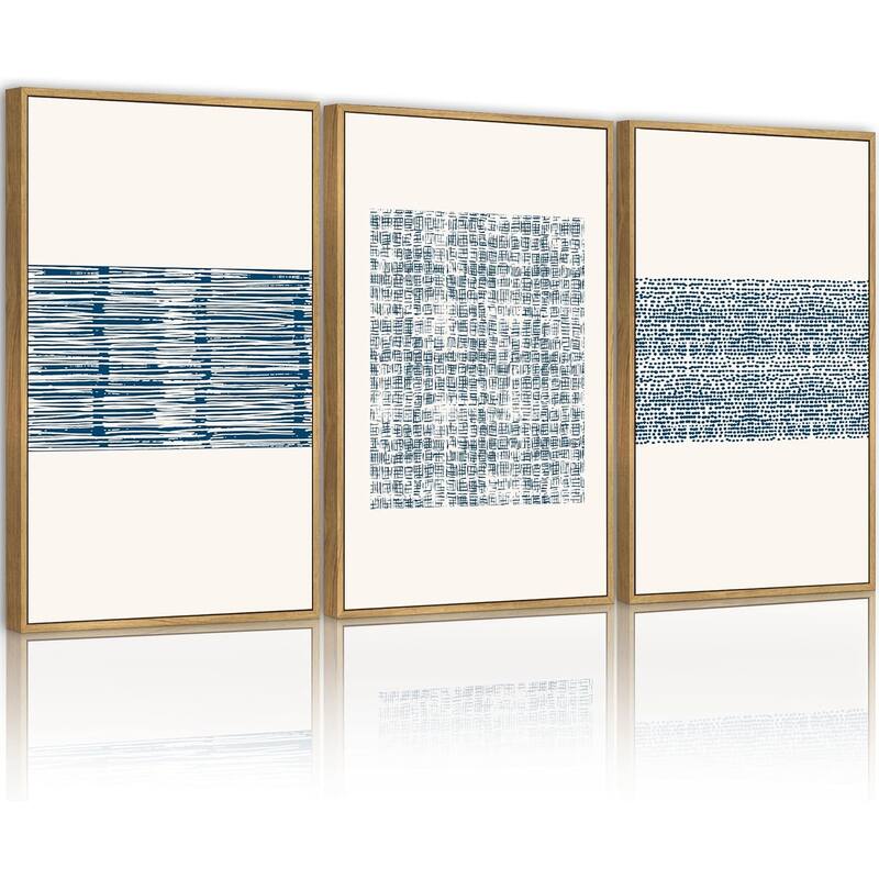 Blue Abstract Framed Wall Art Modern - 11 x 14