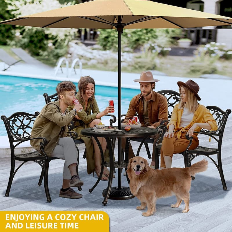 Moasis Set of 2 Cast Aluminum Outdoor Patio Dining Chairs with Armrest