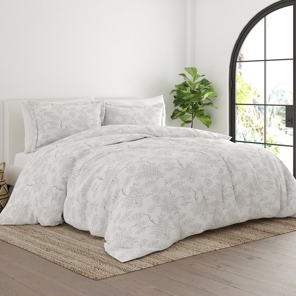 slide 2 of 6, Soft Essentials Oversized Vine Duvet Cover Set Grey - Full - Queen