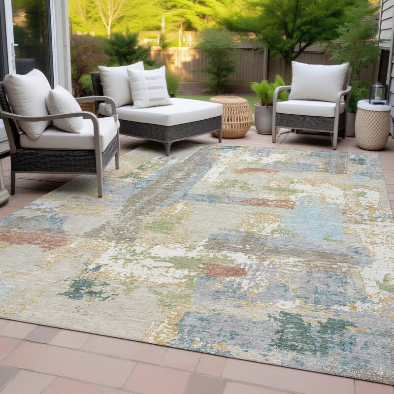 Machine Washable Indoor/Outdoor Casual Contemporary Chantille Rug