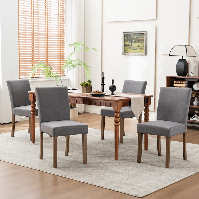 Upholstered Modern Dining Chairs, Linen Fabric Side Chairs Set of 2