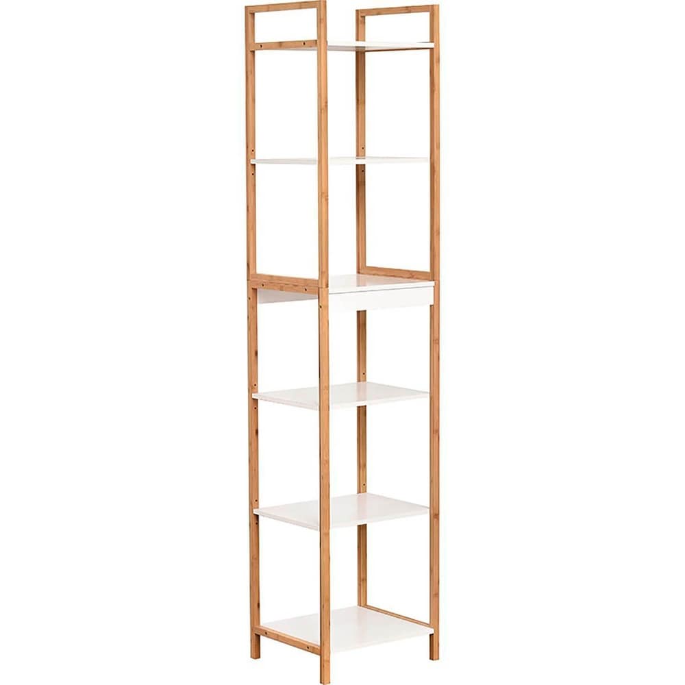 Corner Bathroom Organizer Storage Tower 3 or 2 Shelves Bamboo Black Metal -  On Sale - Bed Bath & Beyond - 18095751