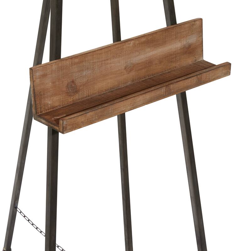 Black Metal Extra Large Adjustable Display Easel with Chain Support and Wood Tray