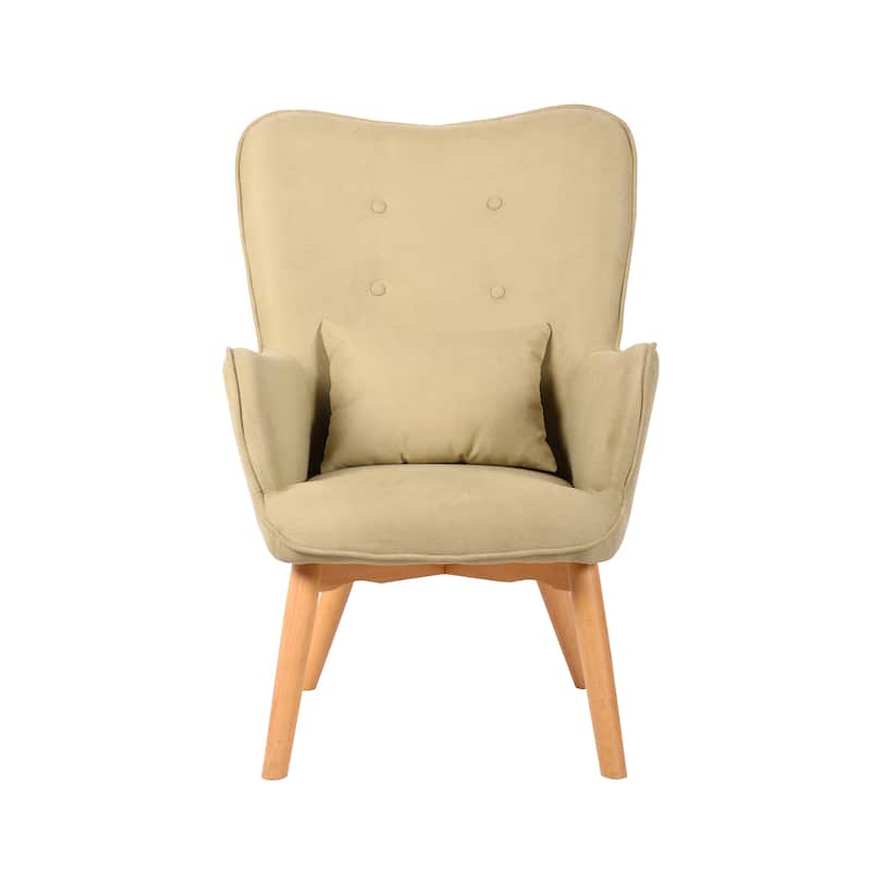 Porthos Home Panya Fabric Accent Chair with Pillow, Rubberwood Legs