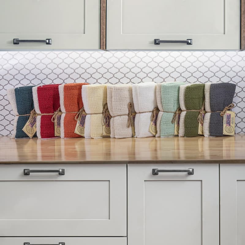 Country Cottons, Old Fashion 100% Cotton Made in The USA Highly Absorbent Kitchen Towels - Set of 2-24"x15" Various Colors