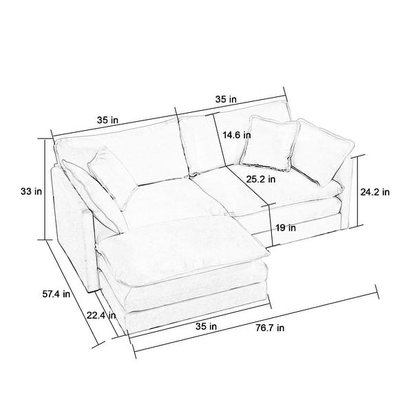 dimension image slide 5 of 20, Cloud Chenille Upholstered Modular Sectional Sofa with DIY Combination Design