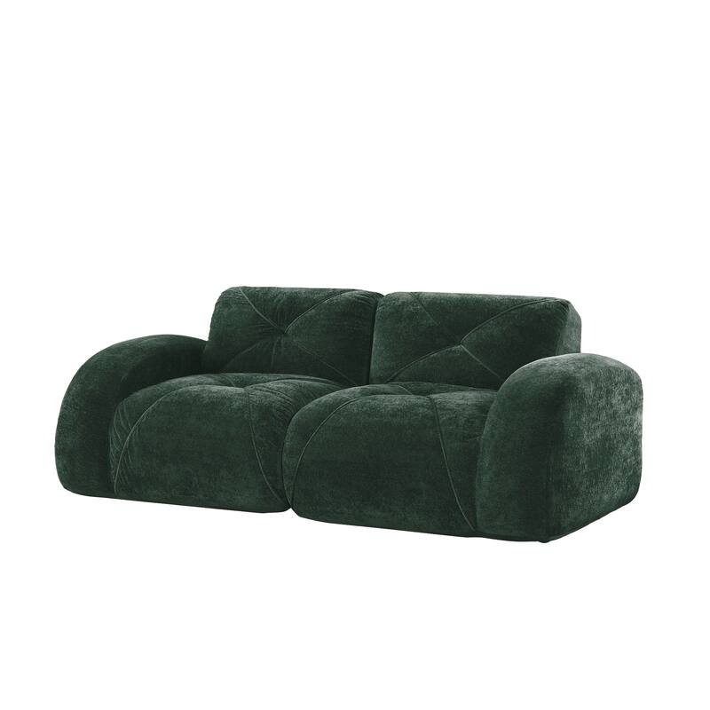 Roomfitters 2-Seater Tufted Velvet Sofa, No Assembly Boneless Cloud Couch with 32D High-Density Sponge