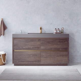 Huesca 60" Single Sink Bath Vanity with Grey Sink Top
